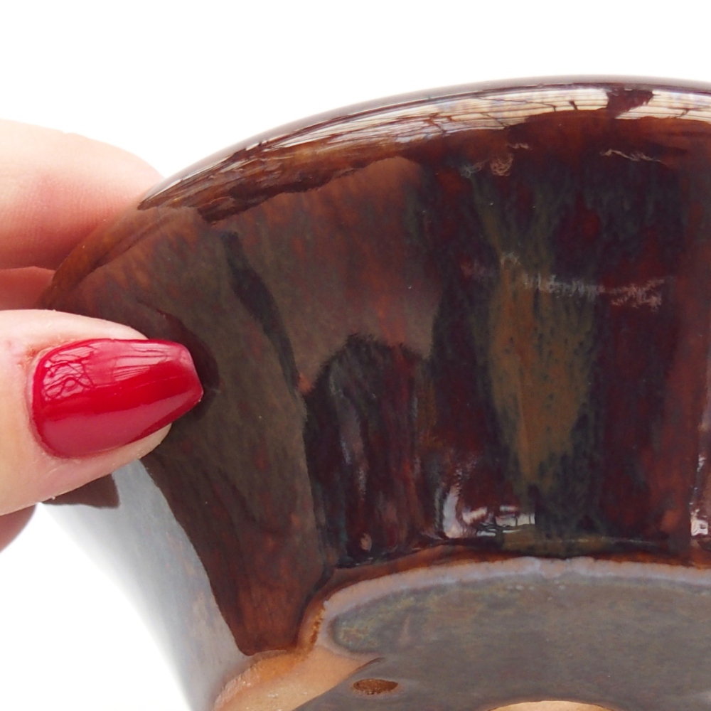 Bonsaischaal van keramiek 26 x 26 x 8 cm, kleur rood