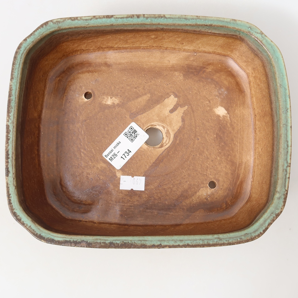 Keramische bonsaipot 21,5 x 18 x 6 cm, kleur groen