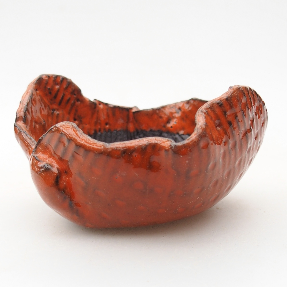 Keramische schaal 8,5 x 8,5 x 5 cm , kleur oranje