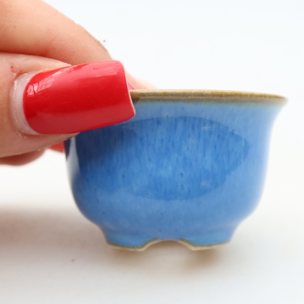 Bonsaischaaltje van keramiek 5 x 5 x 3 cm, kleur blauw