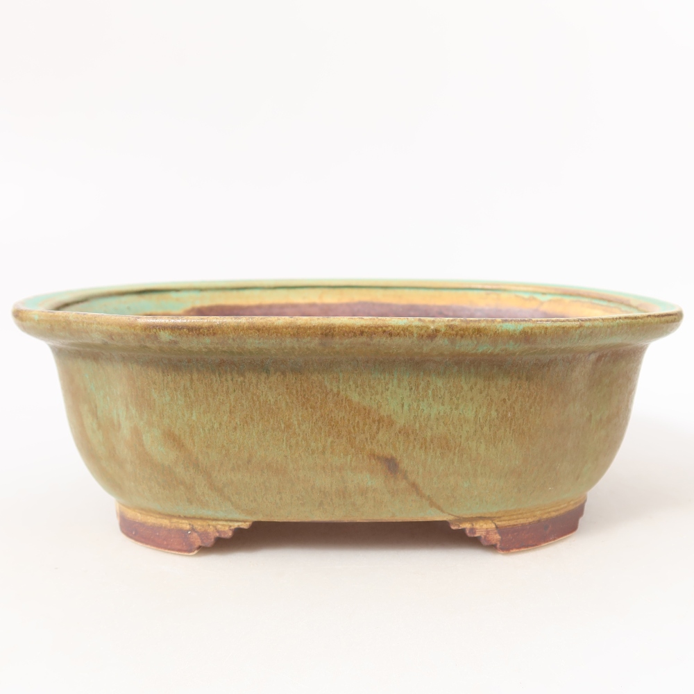 Keramische bonsaipot 20,5 x 16,5 x 7 cm, kleur groen
