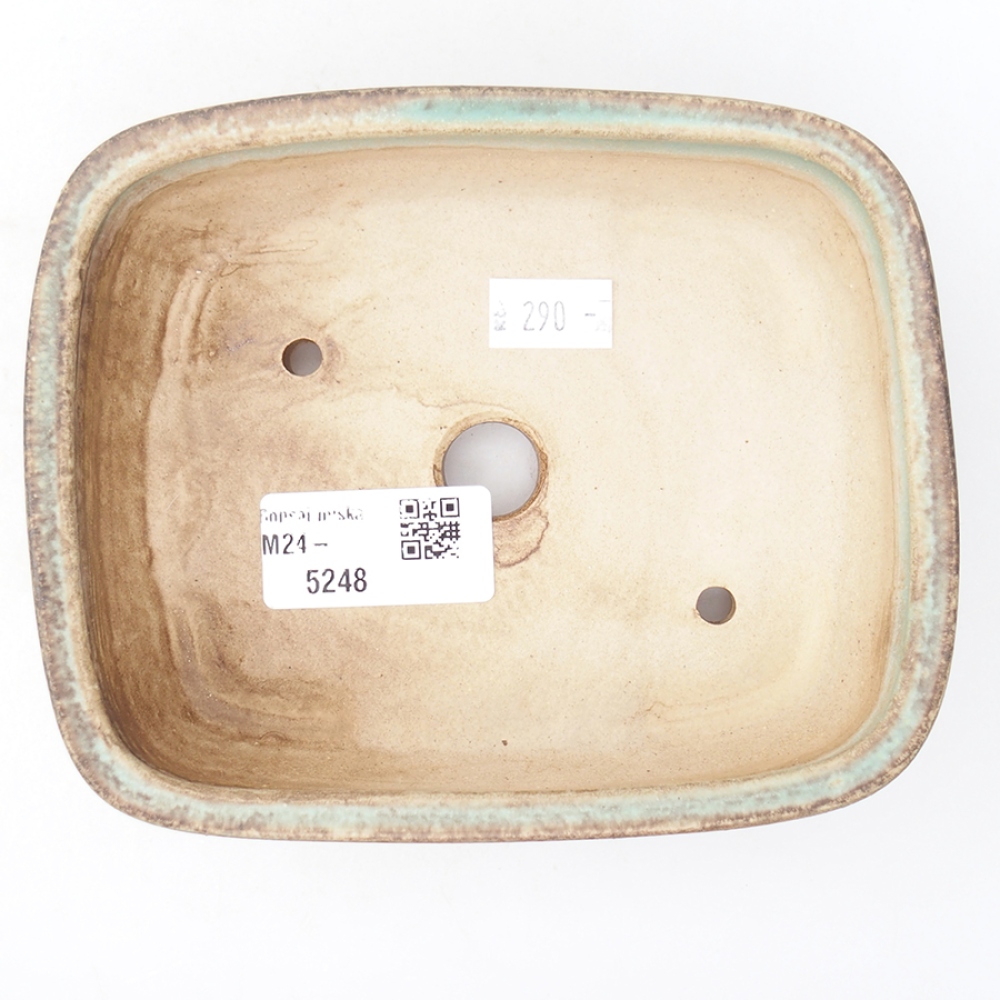 Bonsaischaal van keramiek 14,5 x 11,5 x 4 cm, groen