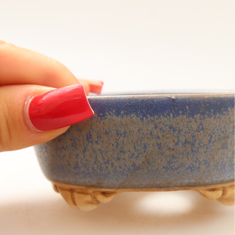 Keramische bonsaipot 9,5 x 8 x 4 cm, kleur: blauw