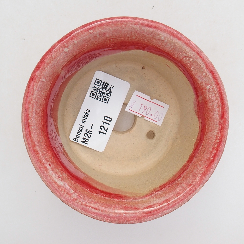 Bonsaischaal van keramiek 9 x 9 x 5 cm, kleur rood