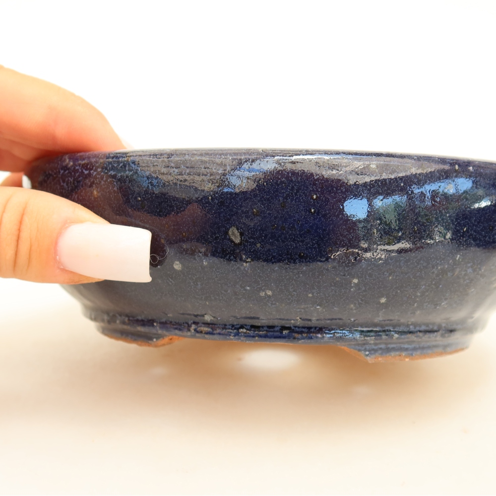 Keramische bonsaipot 14,5 x 14,5 x 4,5 cm, kleur: blauw