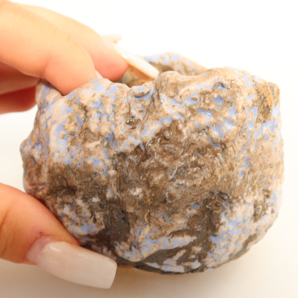 Keramische schaal  7 x 7 x 6 cm, kleur blauwbruin