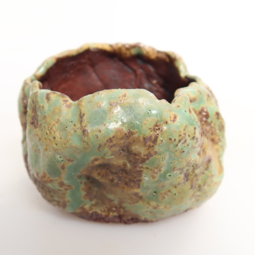 Keramische schaal  7 x 7 x 6 cm, kleur groen