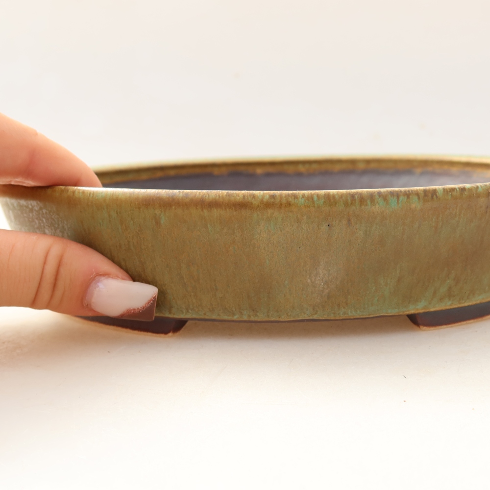 Bonsaischaal van keramiek 21 x 19 x 4,5 cm, groen