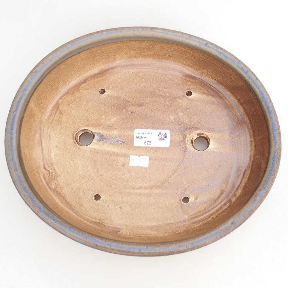 Bonsaischaal van keramiek 28,5 x 25 x 6 cm, kleur blauw