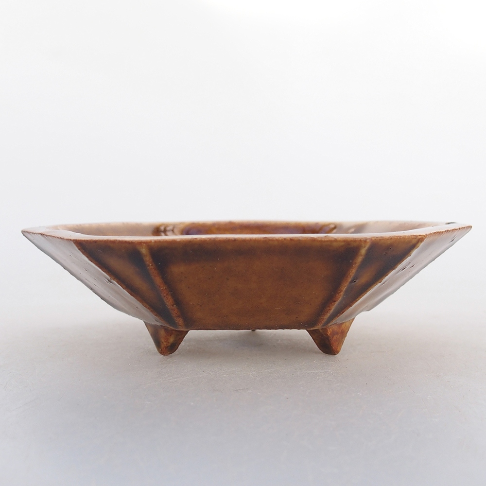 Bonsaischaal van keramiek 8,5 x 8 x 2,5 cm, bruin