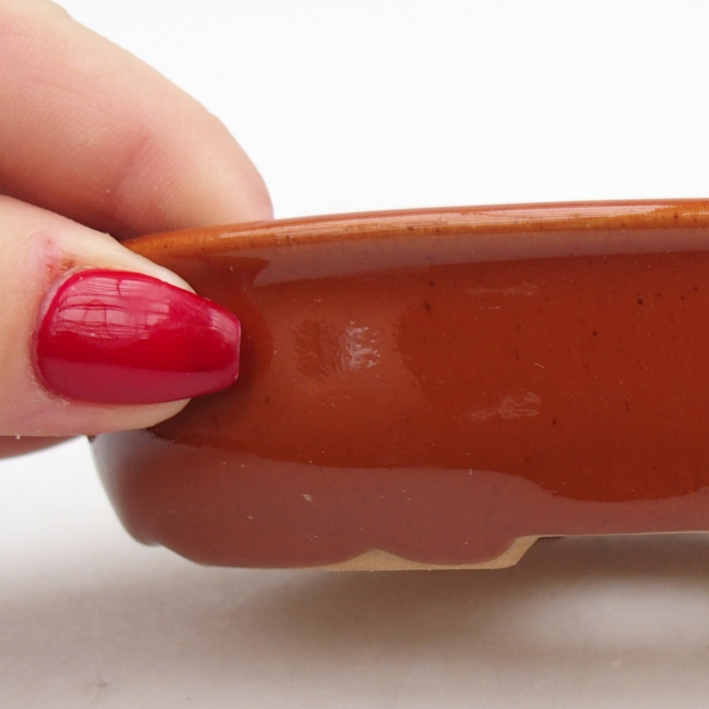 Bonsaischaal van keramiek 26 x 26 x 8 cm, kleur rood