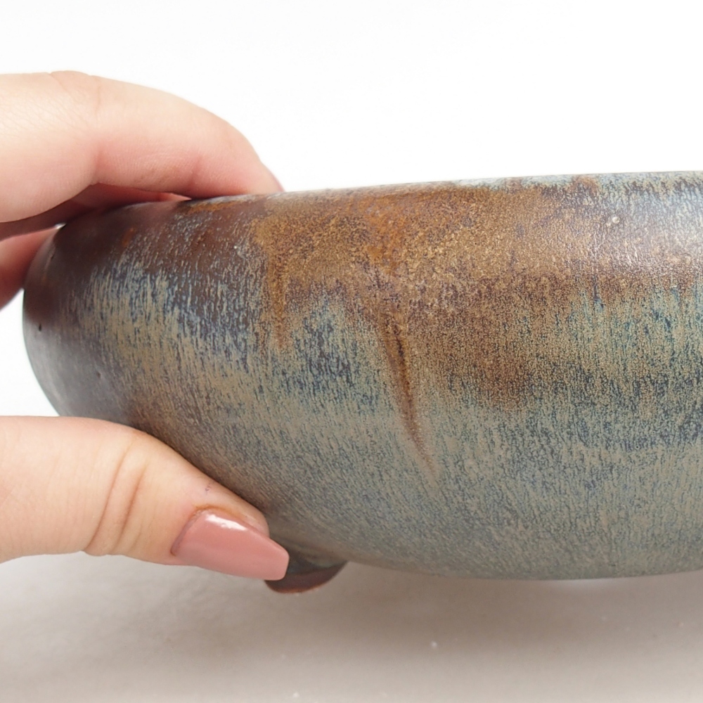 Bonsaischaal van keramiek 21 x 21 x 7 cm, blauwgrijs