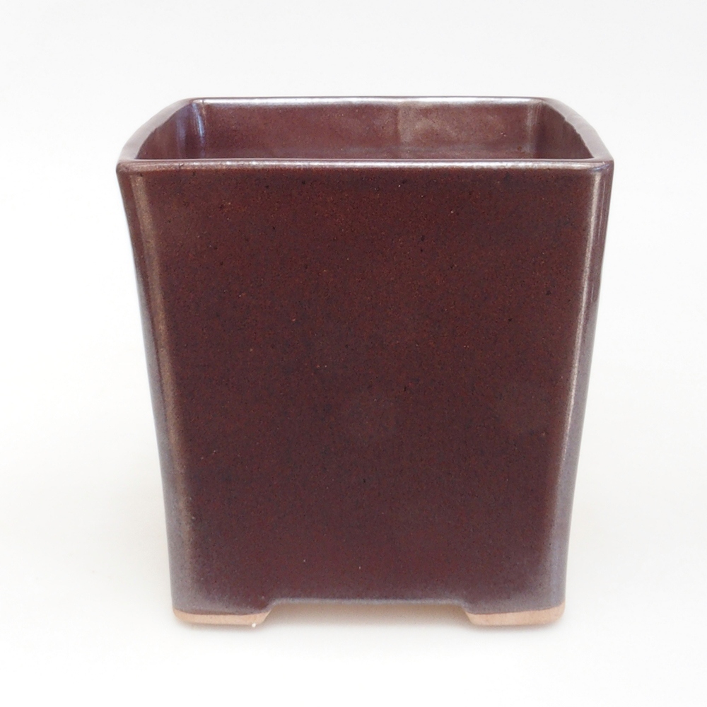Bonsaischaal van keramiek 13,5 x 13,5 x 13,5 cm, bruin