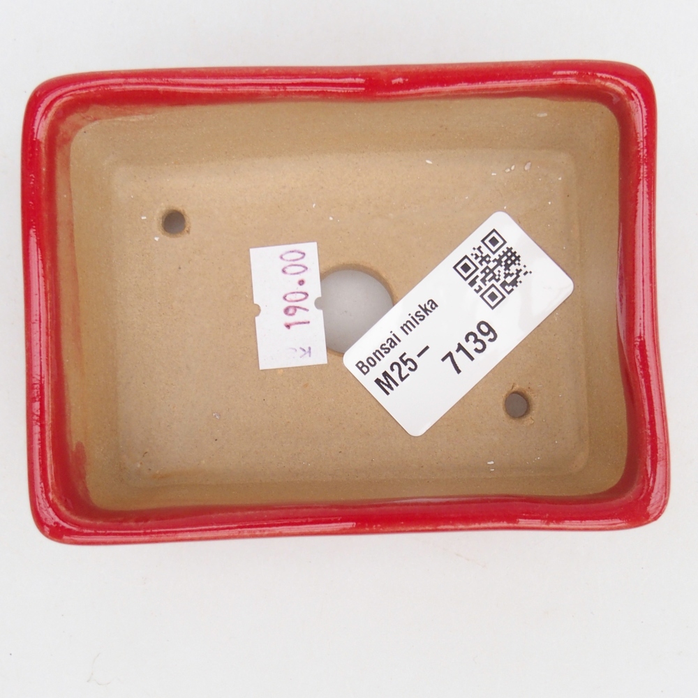 Bonsaischaal van keramiek 26 x 26 x 8 cm, kleur rood