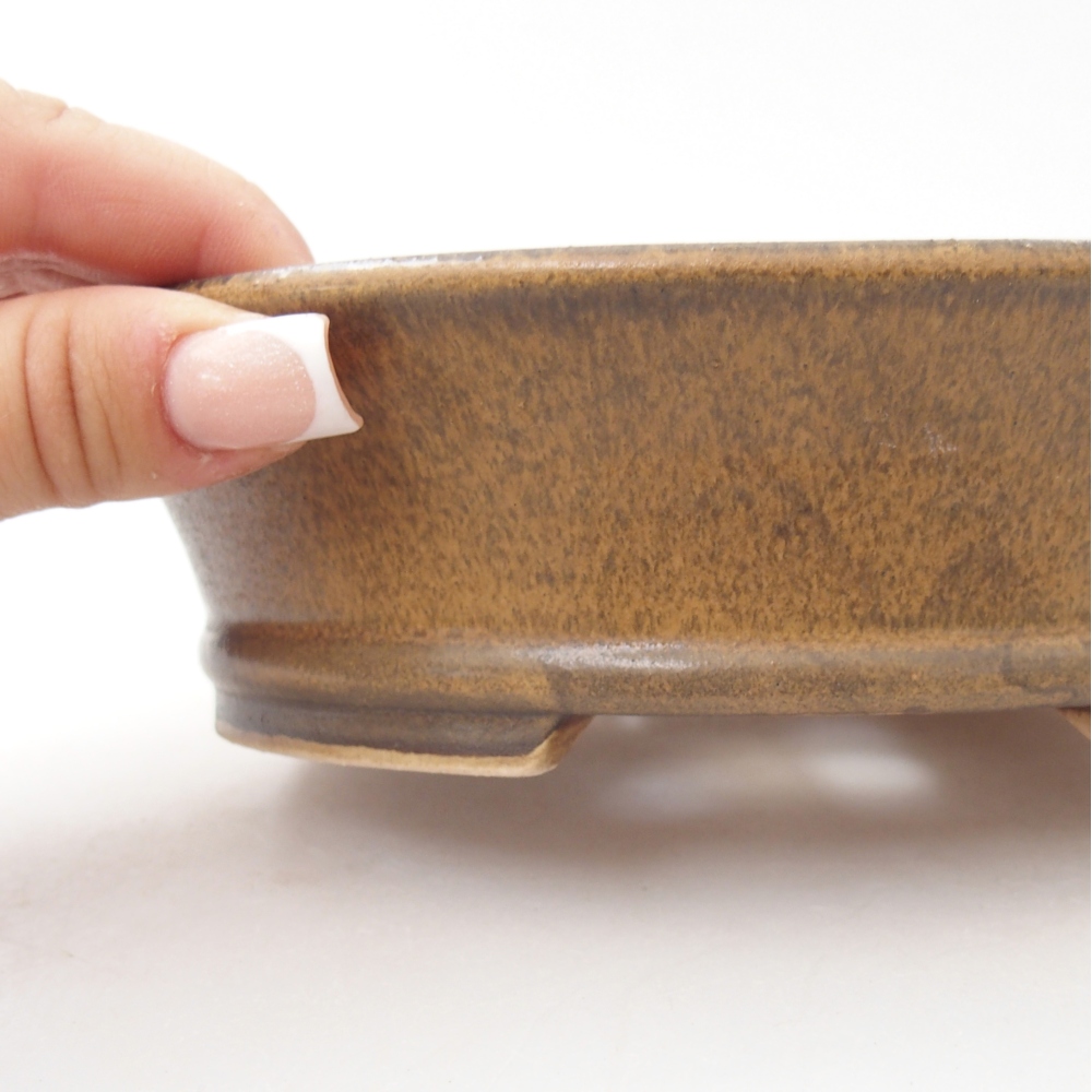 Bonsaischaal van keramiek 17,5 x 16 x 4,5 cm, bruin