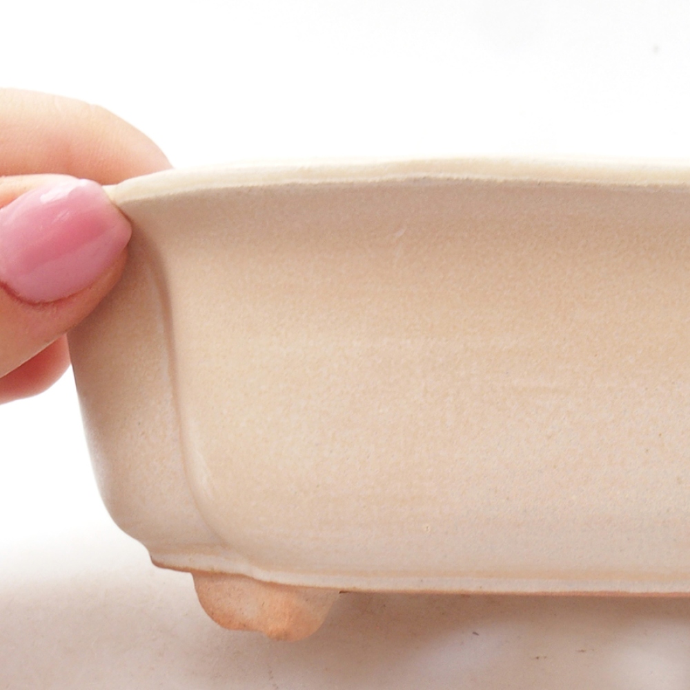 Bonsaischaal van keramiek 13,5 x 10 x 5 cm, kleur beige