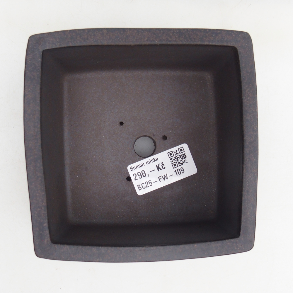 Bonsaischaal van keramiek 12 x 12 x 6,5 cm, kleur okerbruin