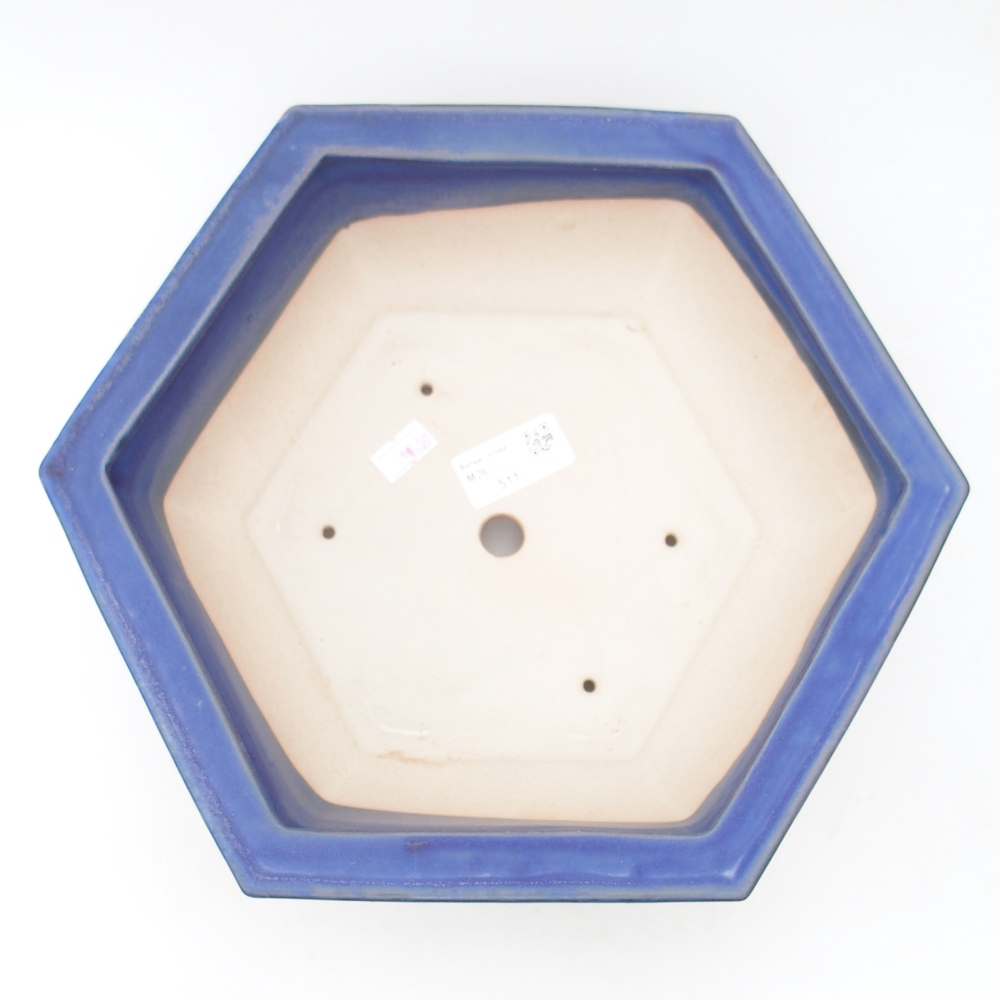 Bonsaischaal van keramiek 28 x 24,5 x 9 cm, kleur blauw