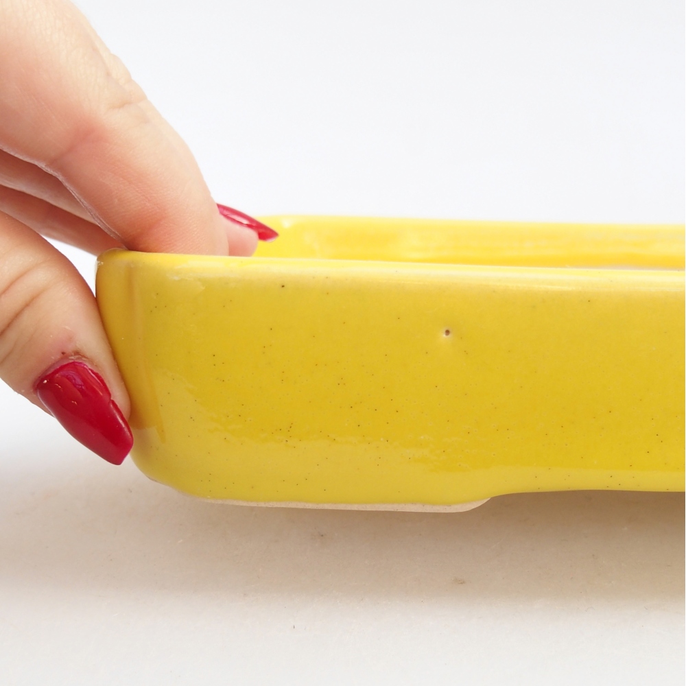 Bonsaischaal van keramiek 26 x 26 x 8 cm, kleur rood