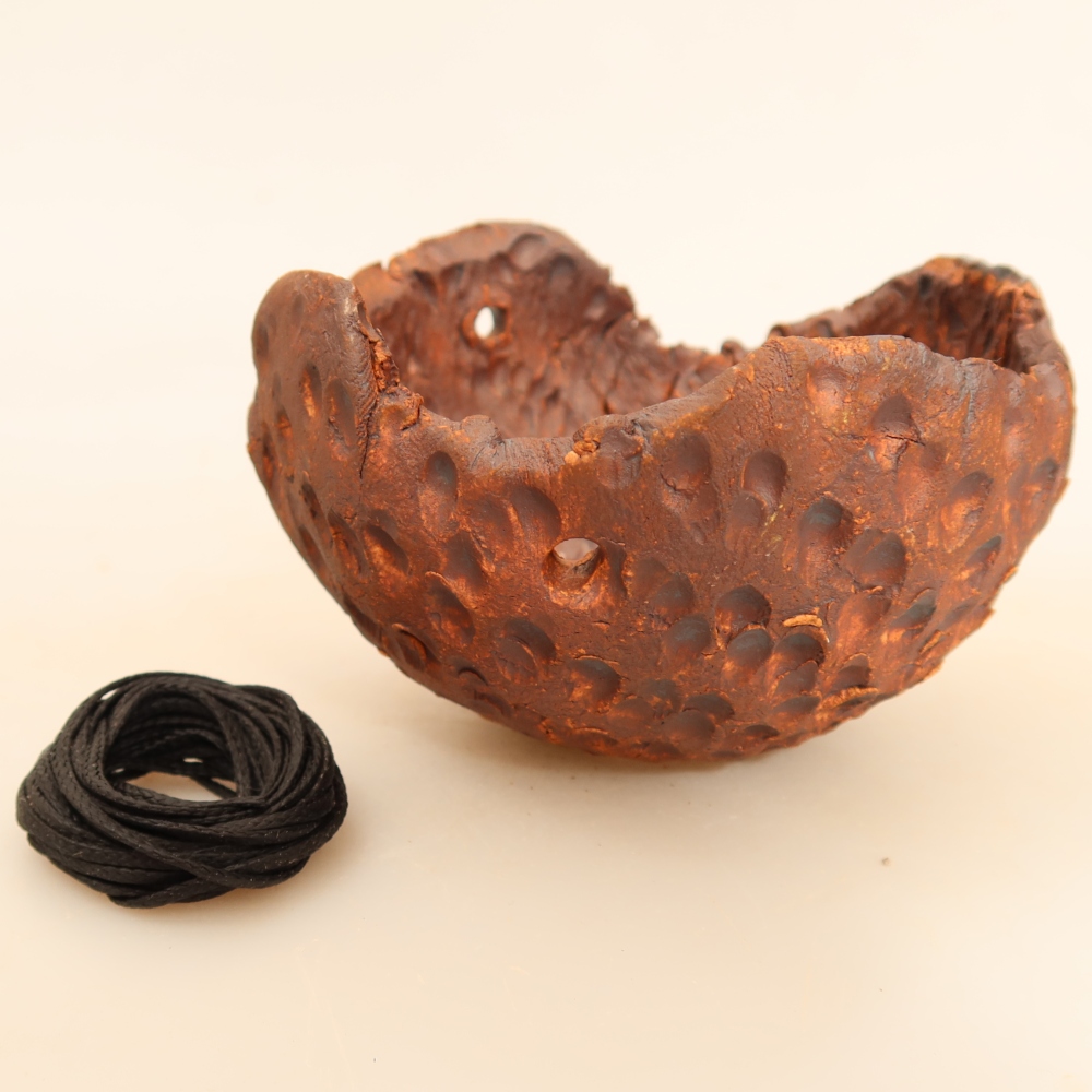 Keramische schaal voor Kokedama, 10 x 10 x 6,5 cm, kleur: bruin