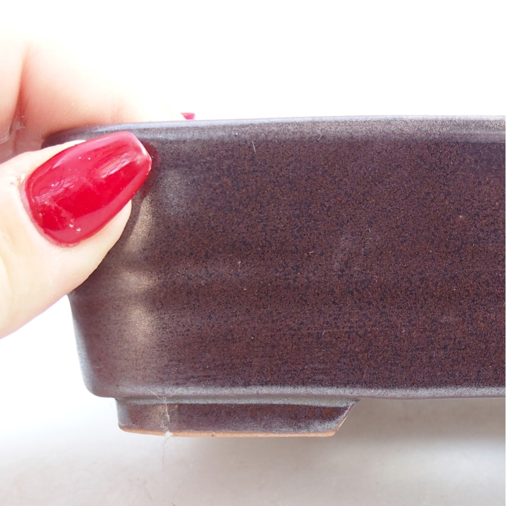 Bonsaischaal van keramiek 26 x 26 x 8 cm, kleur rood