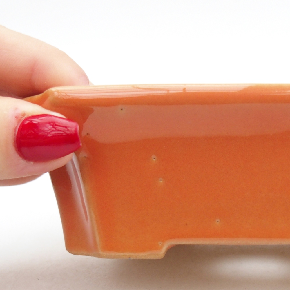 Bonsaischaal van keramiek 26 x 26 x 8 cm, kleur rood