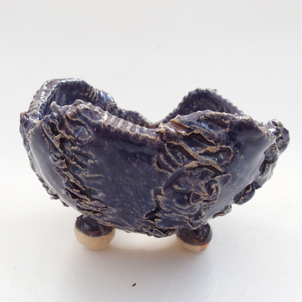 Schelp van keramiek 7 x 7 x 5 cm , kleur blauw