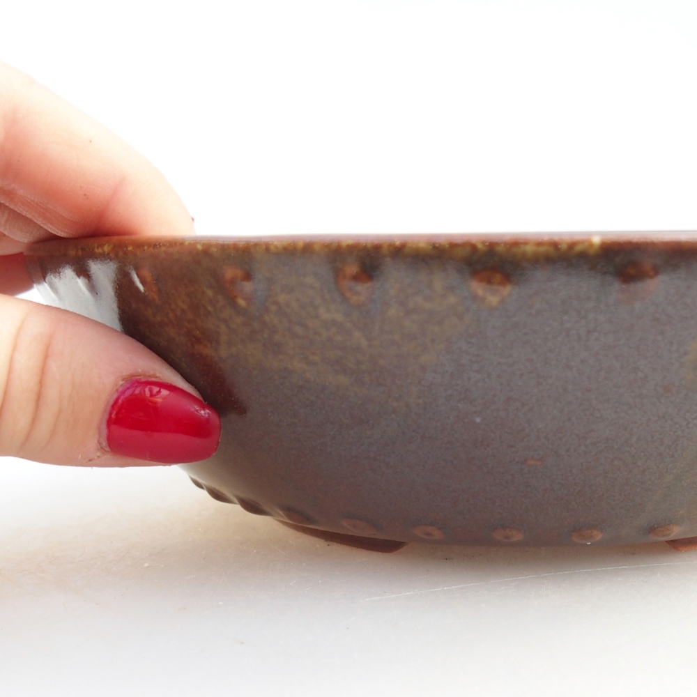 Bonsaischaal van keramiek 17,5 x 17,5 x 5 cm, bruin