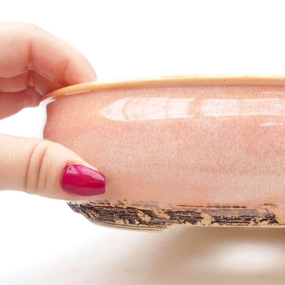 Bonsaischaal van keramiek 20 x 20 x 5,5 cm, roze