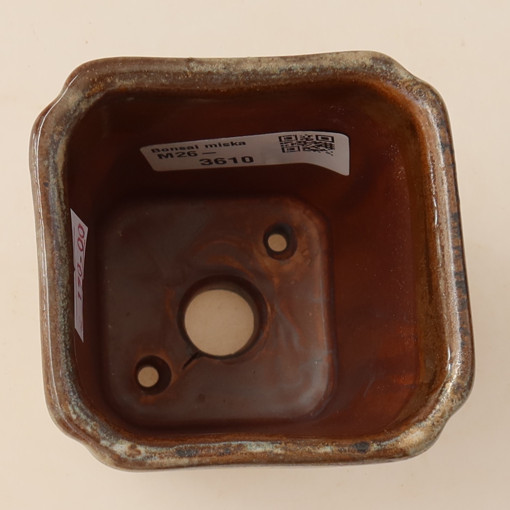 Keramische bonsaischaal 7 x 7 x 8,5 cm, kleur bruin