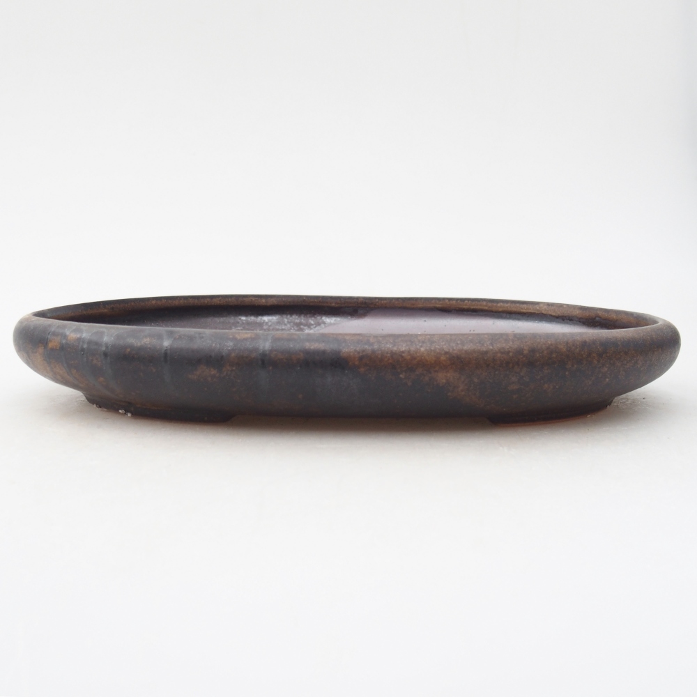 Bonsaischaal van keramiek 22,5 x 16,5 x 3 cm, bruin