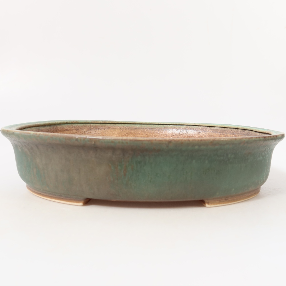 Bonsaischaal van keramiek 26,5 x 23,5 x 5,5 cm, groen
