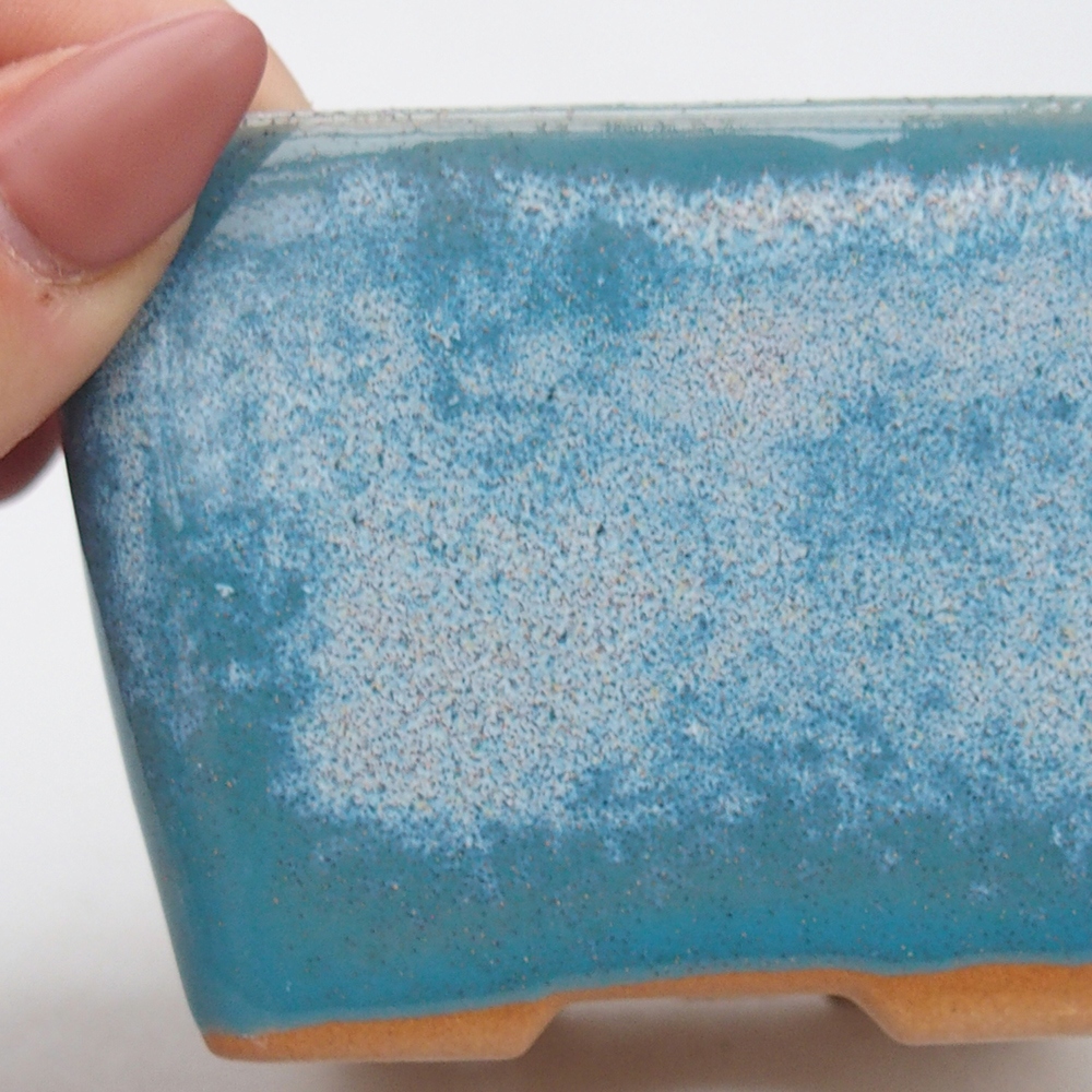 Bonsaischaal van keramiek 8,5 x 8,5 x 6 cm, kleur blauw