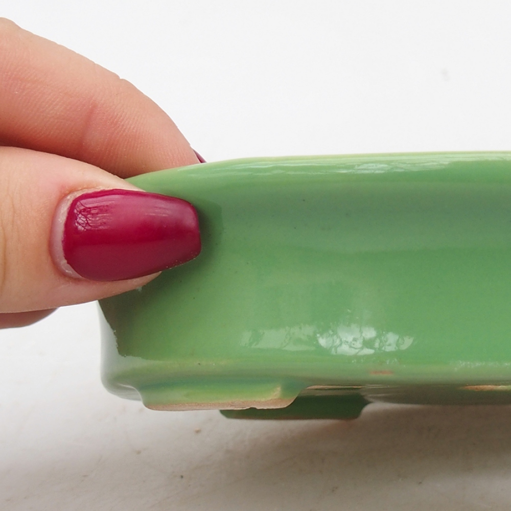 Bonsaischaal van keramiek 13 x 10,5 x 3 cm, groen