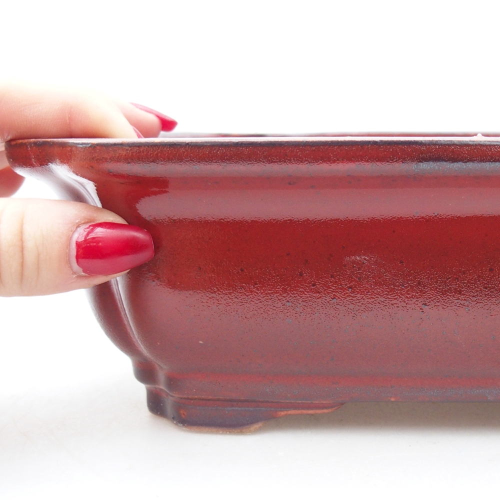 Bonsaischaal van keramiek 28 x 22 x 7 cm, kleur rood