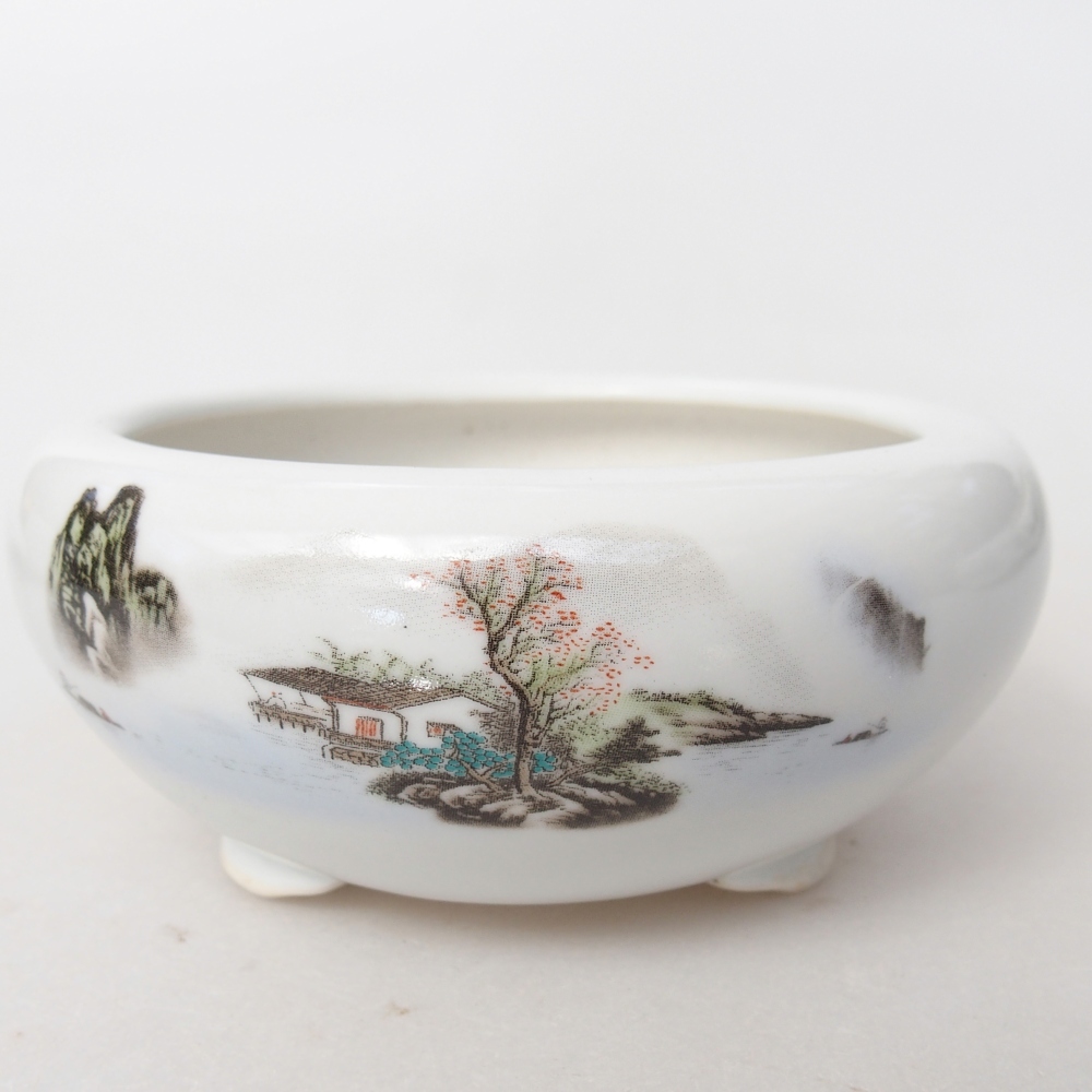 Bonsaischaal van keramiek 10 x 10 x 5 cm, kleur wit