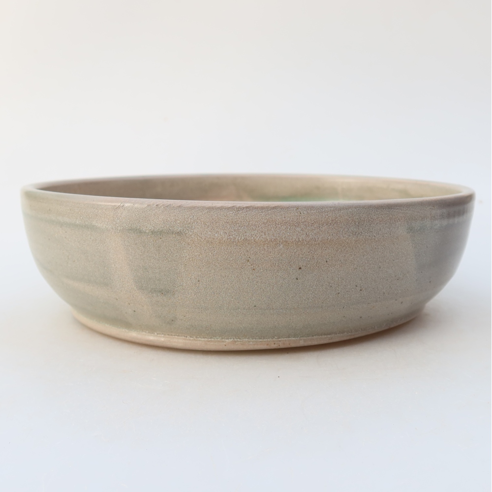 Bonsaischaal van keramiek 20,5 x 20,5 x 6 cm, kleur beige