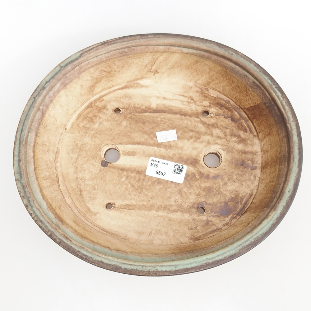 Bonsaischaal van keramiek 28 x 25 x 6,5 cm, groen