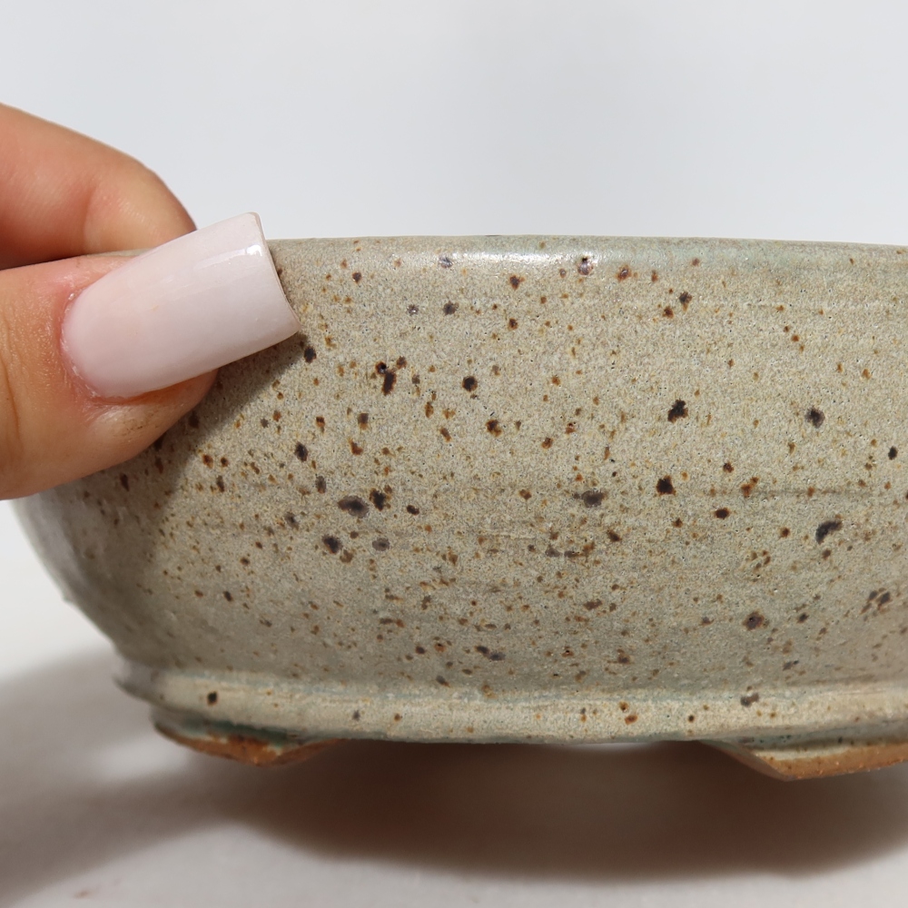 Bonsaischaal van keramiek 14,5 x 14,5 x 5,5 cm, kleur beige