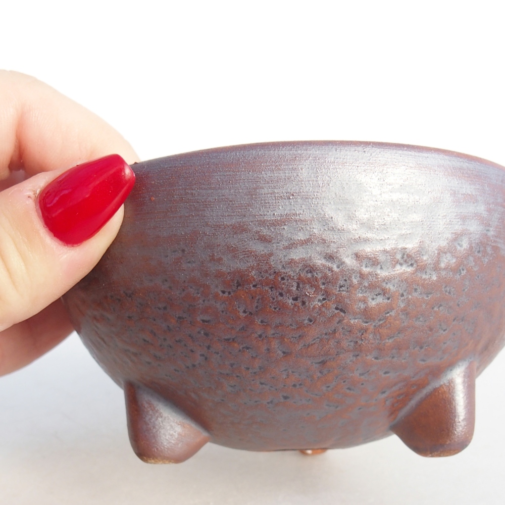 Bonsaischaal van keramiek 26 x 26 x 8 cm, kleur rood