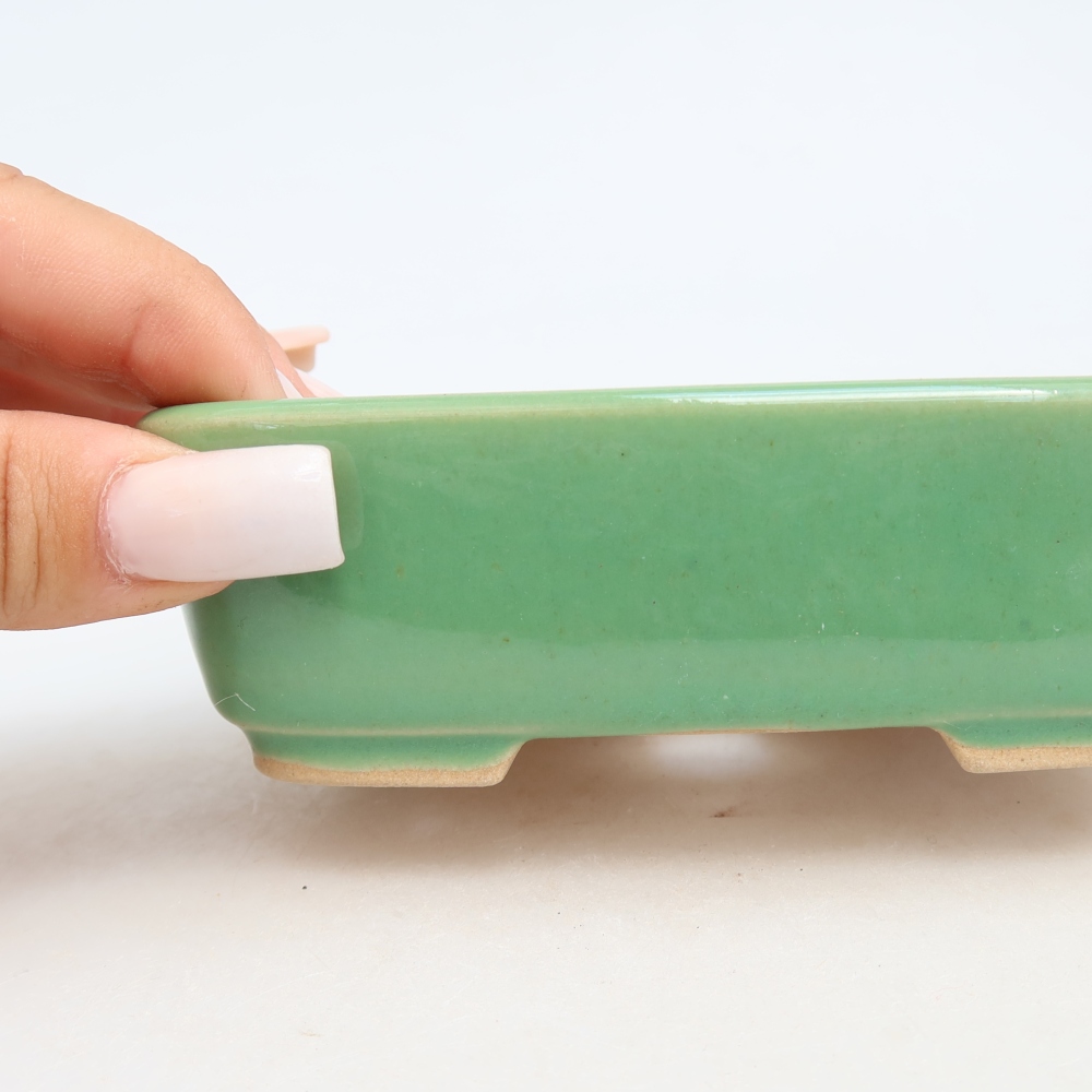 Keramische bonsaipot 12,5 x 9,5 x 4 cm, kleur groen