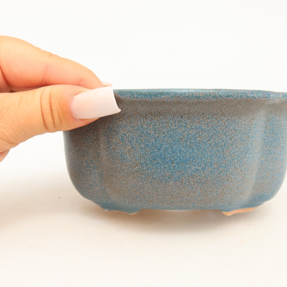 Keramische bonsaipot 13,5 x 11 x 6 cm, kleur: blauw