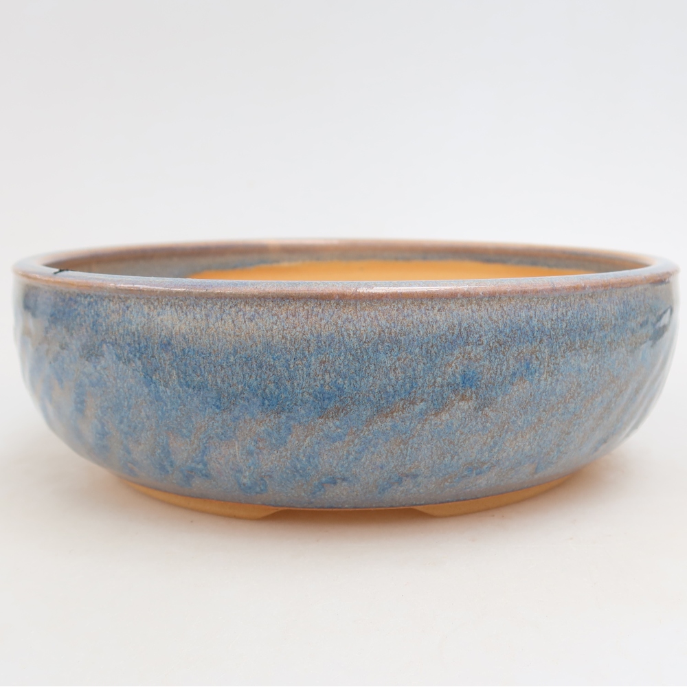 Bonsaischaal van keramiek 21,5 x 21,5 x 6,5 cm, kleur blauw