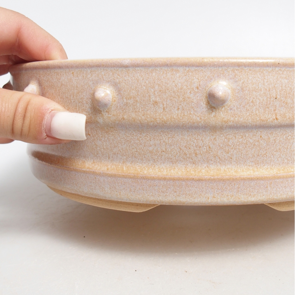 Bonsaischaal van keramiek 22 x 22 x 6,5 cm, kleur beige