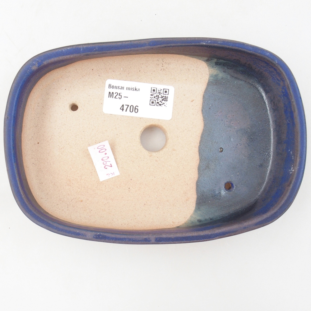 Bonsaischaal van keramiek 16 x 11 x 3,5 cm, kleur blauw