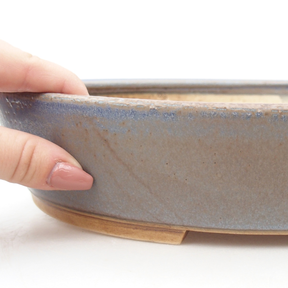 Bonsaischaal van keramiek 31,5 x 27,5 x 6 cm, kleur blauw