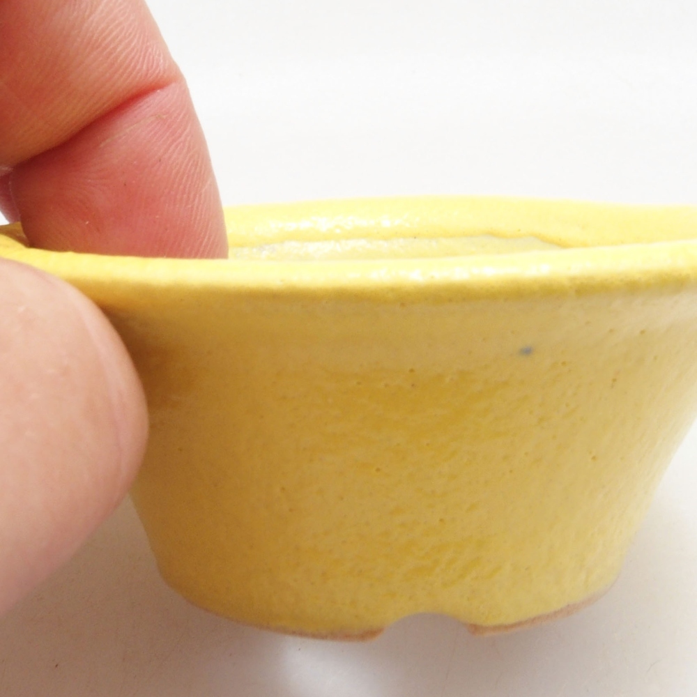 Bonsaischaal van keramiek 7 x 7 x 2,5 cm, geel