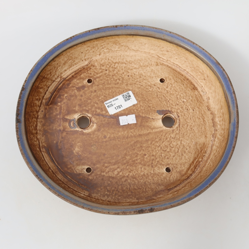 Bonsaischaal van keramiek 26,5 x 24 x 5,5 cm, kleur blauw