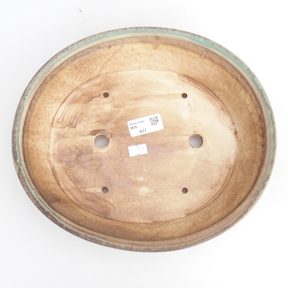 Bonsaischaal van keramiek 28 x 25 x 6 cm, groen