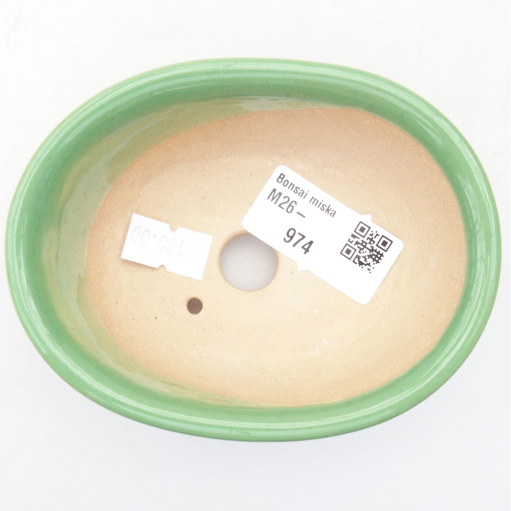 Bonsaischaal van keramiek 11 x 8,5 x 4 cm, groen